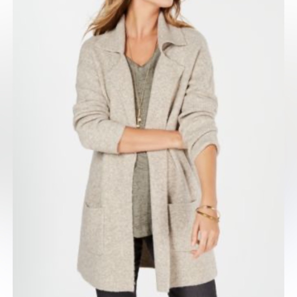 Style & Co S Sweater Open Cardigan Blazer Tan Oversized NWT